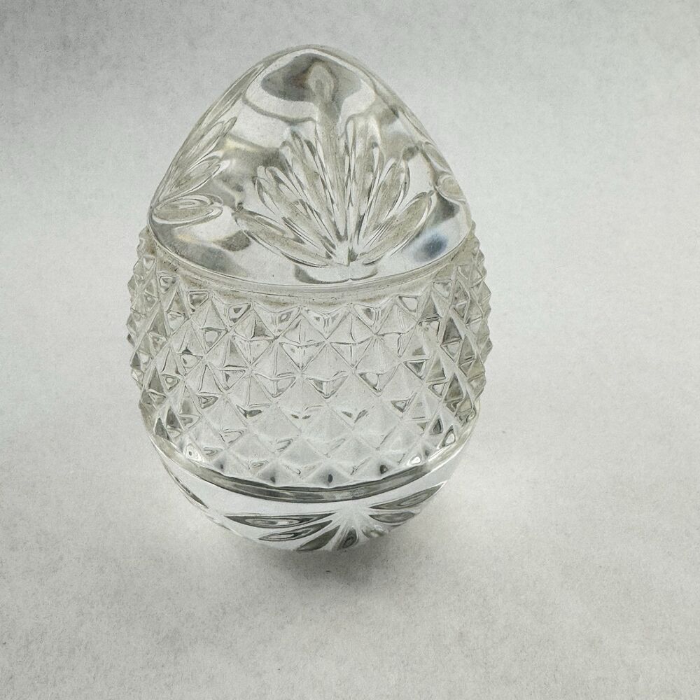 Vintage Lead Crystal Egg Paperweight France Hand Blown Glass Decorative